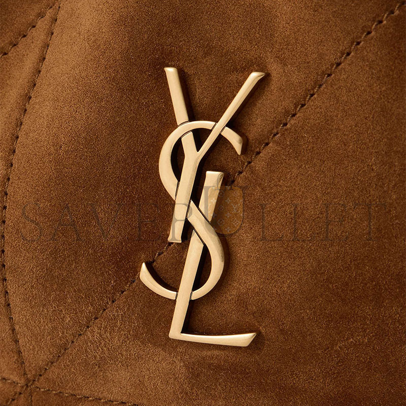 Y51 jamie leather-trimmed quilted suede shoulder bag (31*24*11cm)